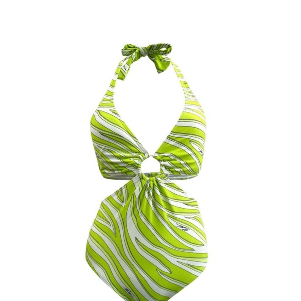 Michael Kors Women's O-Ring Cutout One-Piece Swimsuit (8, Limeade) NEW with tags